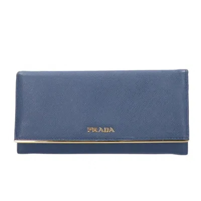 Prada Saffiano Blue Leather Wallet  ()