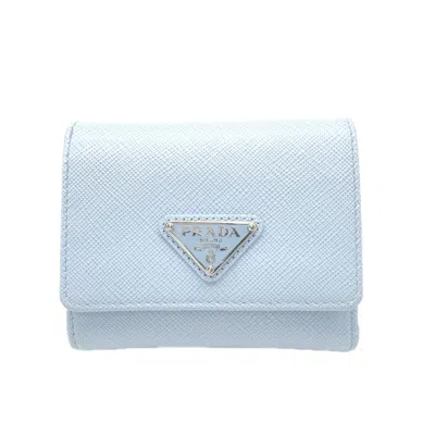 Pre-owned Prada Saffiano Blue Saffiano Wallet (tri-fold) ()