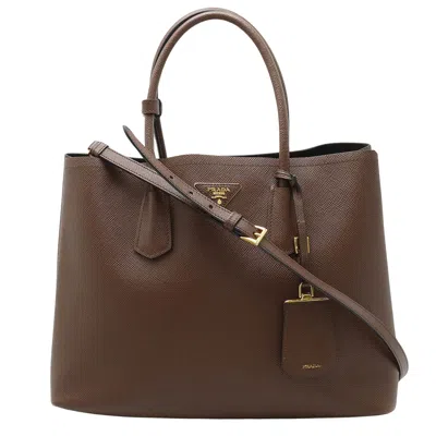 Prada Saffiano Leather Tote Bag () In Brown