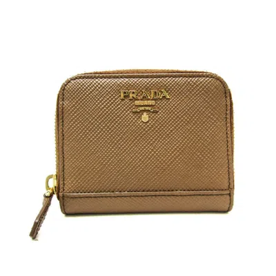 Pre-owned Prada Saffiano Brown Leather Wallet  ()