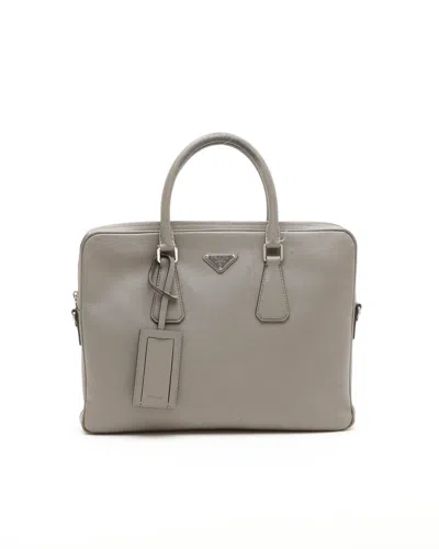 Prada Saffiano Business Bag In Gray