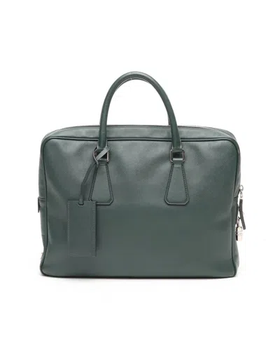 Prada Saffiano Business Bag In Green