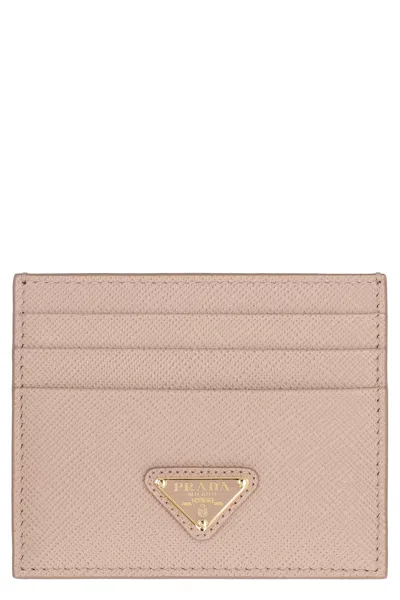 Prada Saffiano Calfskin Card Case In Pink