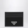 Prada Saffiano Card Case With Logo Triangle In Black