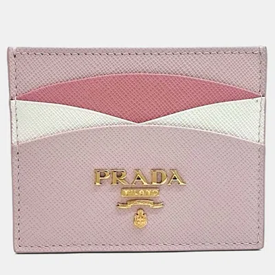 Pre-owned Prada Saffiano Card Holder (1mc025) In Pink