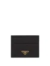 Prada Textured Black Wallet With Triangular Logo Emblem