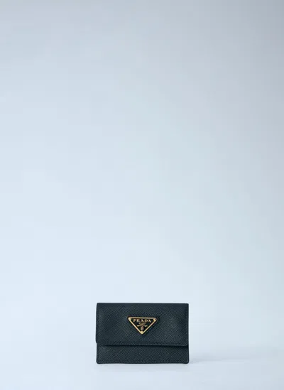 Prada Saffiano Leather Card Holder In Black