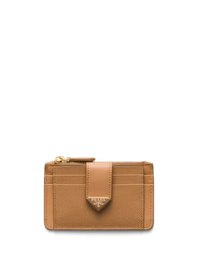 Prada Saffiano Card Holder In Neutral