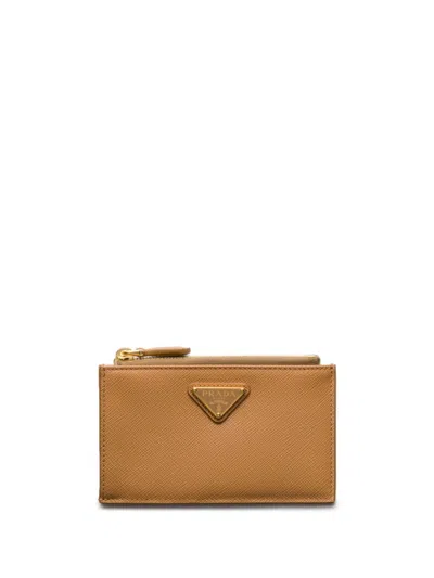 Prada Saffiano Card Holder In Brown