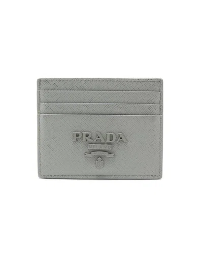 Prada Saffiano Card Holder In Gray