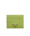 Prada Saffiano Leather Card Holder In Lawn Green