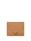 Prada Logo-plaque Saffiano Leather Cardholder In Neutrals