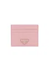 Prada Saffiano Leather Card Holder In Peach