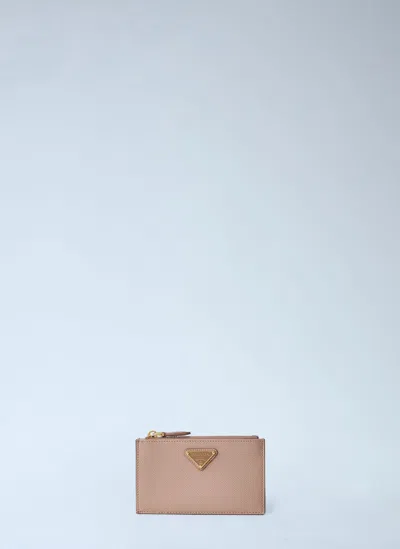Prada Saffiano Card Holder In Pink