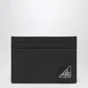 Prada Triangle Logo Leather Cardholder In Black