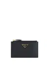 Prada Compact Wallet Gold-tone Hardware In Black