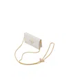 Prada Saffiano Leather Card Holder With Shoulder Strap In White