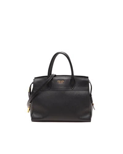 Pre-owned Prada Saffiano City Esplanade Tote Bag In Black