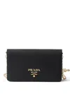 Prada Black Brand-plaque Mini Saffiano-leather Cross-body Bag