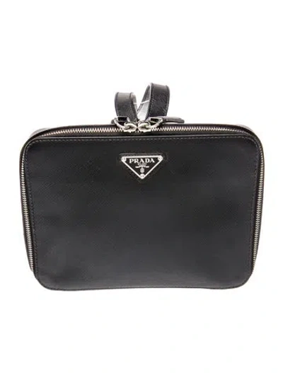 Pre-owned Prada Saffiano Cuir Leather Backpack In Black