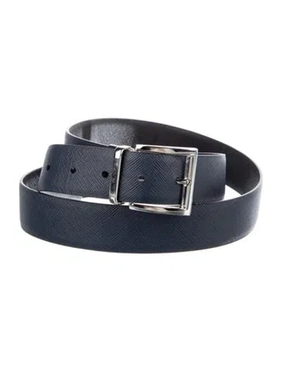 Pre-owned Prada Saffiano Cuir Leather Belt In Blue