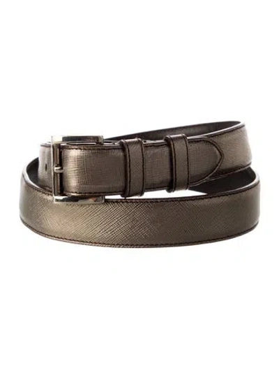 Pre-owned Prada Saffiano Cuir Leather Belt In Brown