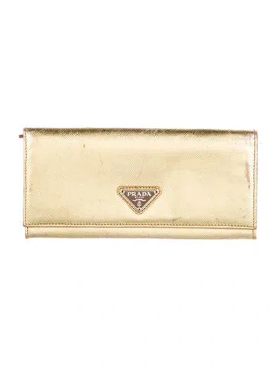 Pre-owned Prada Saffiano Cuir Leather Continental Wallet