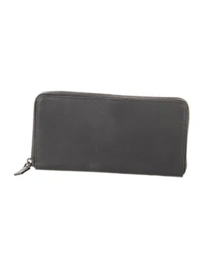 Pre-owned Prada Saffiano Cuir Leather Continental Wallet In Gray