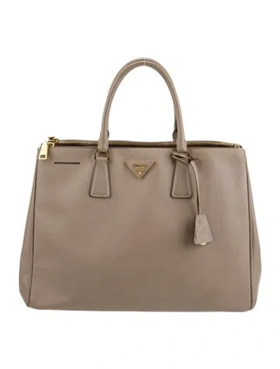 Pre-owned Prada Saffiano Cuir Leather Galleria Tote In Neutral