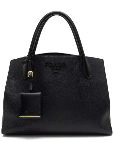 Prada Saffiano Cuir Leather Monochrome Medium Tote (authentic Pre-loved)