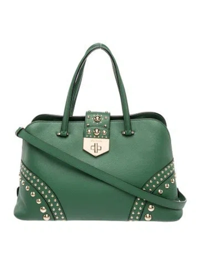 Pre-owned Prada Saffiano Cuir Leather Top Handle Bag In Green