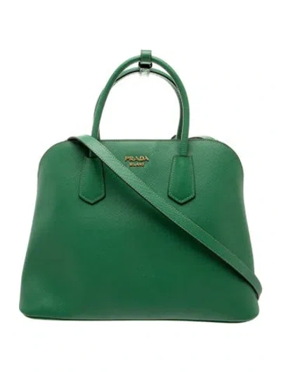 Pre-owned Prada Saffiano Cuir Leather Top Handle Bag In Green