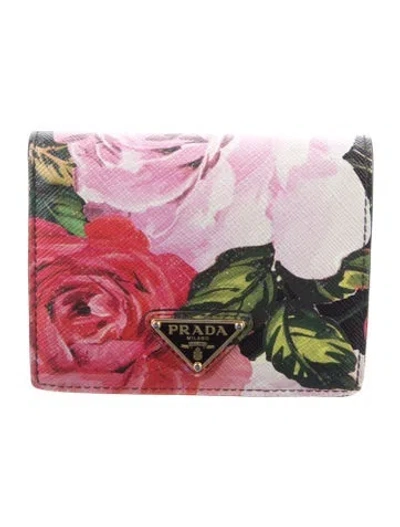 Pre-owned Prada Saffiano Cuir Leather Wallet In Black