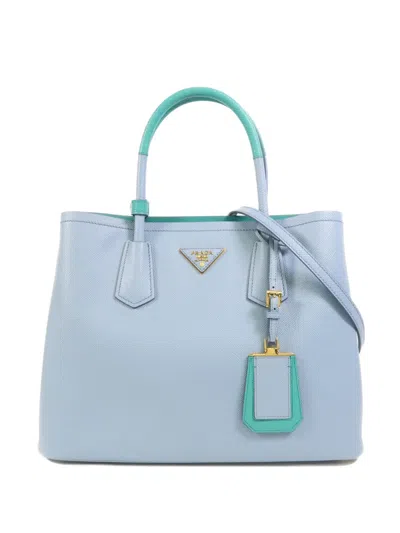 Pre-owned Prada Saffiano Cuir Tote Bag In Blue