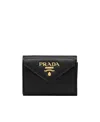 Prada Saffiano Finish Tri-fold Wallet In Black