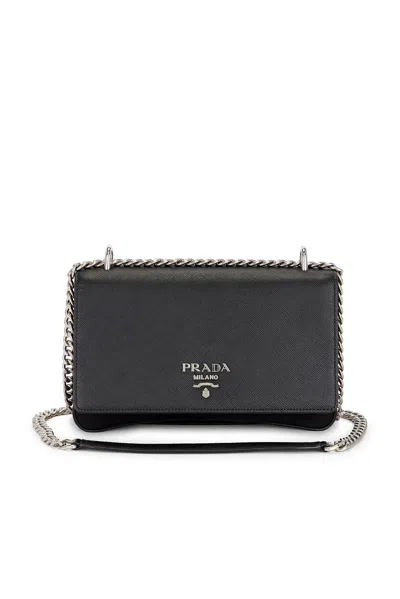 Pre-owned Prada Saffiano Flap Crossbody Bag In Black