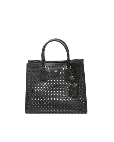 Prada Saffiano Fori Open Tote Bag In Black