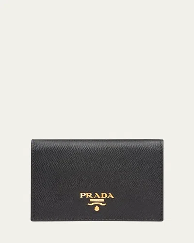 Prada Saffiano French Wallet In Black