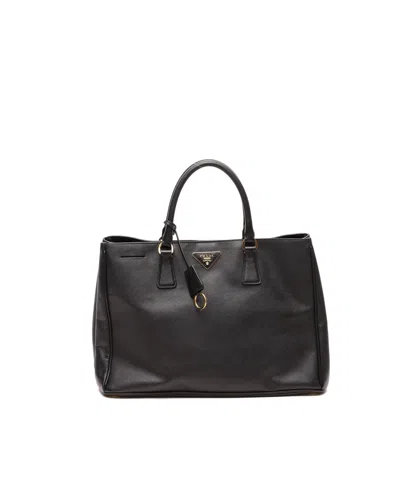 Pre-owned Prada Saffiano Galeria Tote Bag In Black
