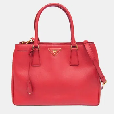 Pre-owned Prada Saffiano Galleria Saffiano Lux Shoulder Bag Fuoco In Red