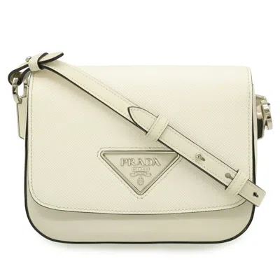 Pre-owned Prada Saffiano Ivory Leather Clutch Bag Pochette ()