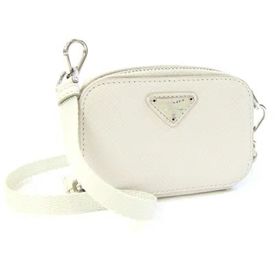 Pre-owned Prada Saffiano Ivory Leather Shoulder Bag () In Multi