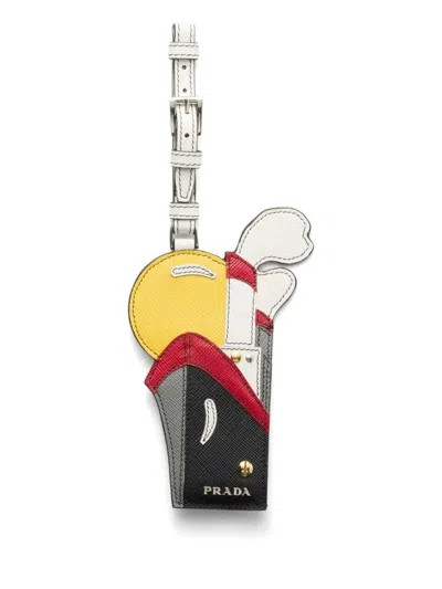 Prada Saffiano Leather Name Tag In Multicolor