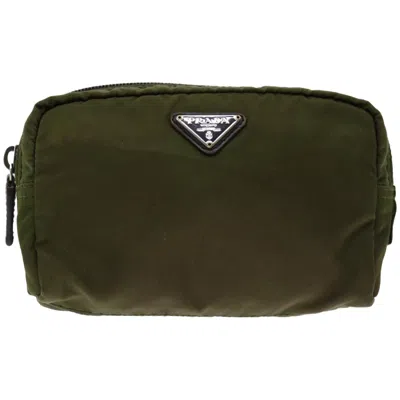 PRADA PRADA SAFFIANO KHAKI SYNTHETIC CLUTCH BAG (PRE-OWNED)