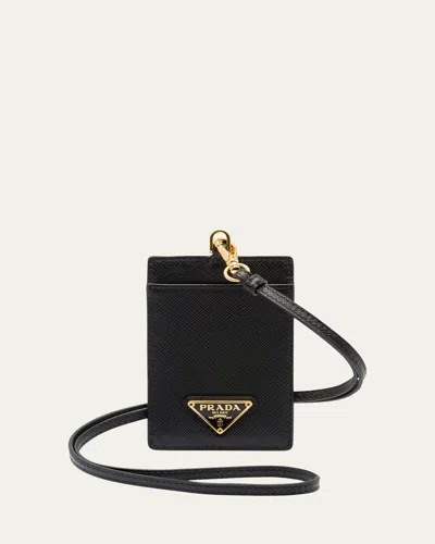 Prada Saffiano Lanyard In F0632 Nero 1