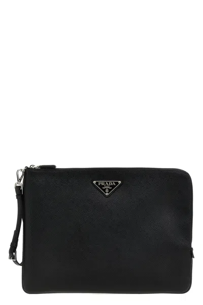 Prada Saffiano Large Pouch In F0008