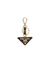 Prada Saffiano Leather And Metal Keychain In Black