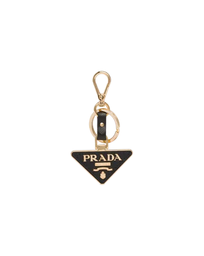 Prada Saffiano Leather And Metal Keychain In Multicolor