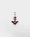 Prada Saffiano Leather And Metal Keychain In Metallic