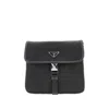 Prada Schultertasche Aus Re-nylon Und Saffiano-leder In Black